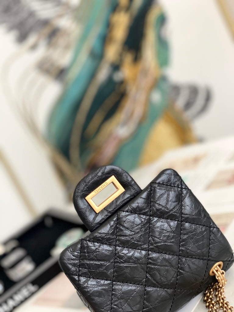 Chanel Flap Phone Shoulder bag Lampskin Red AS1326 Black