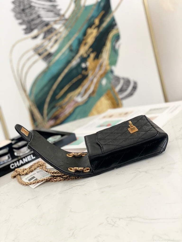 Chanel Flap Phone Shoulder bag Lampskin Red AS1326 Black