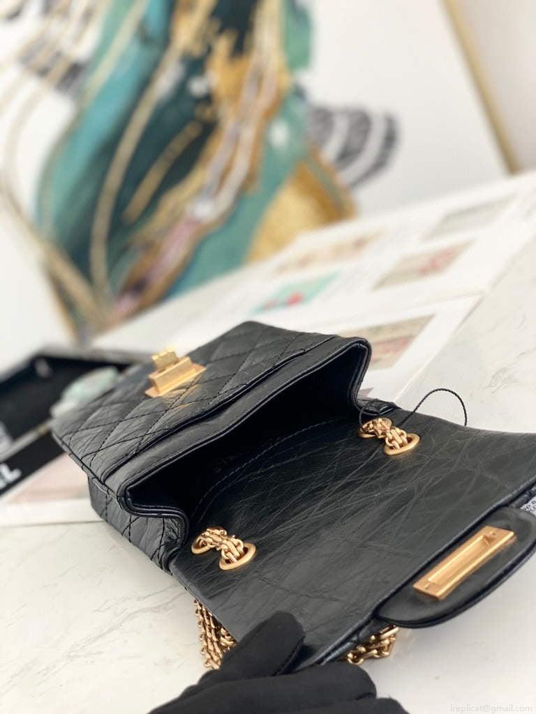 Chanel Flap Phone Shoulder bag Lampskin Red AS1326 Black