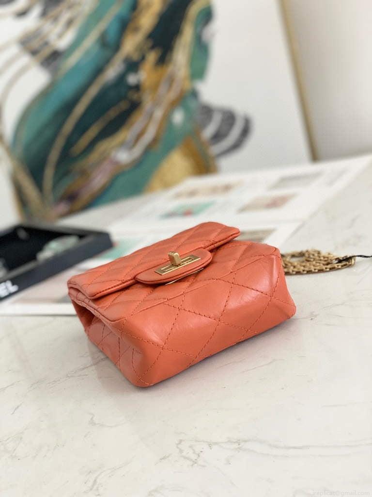 Chanel Flap Phone Shoulder bag Lampskin Red AS1326 Orange