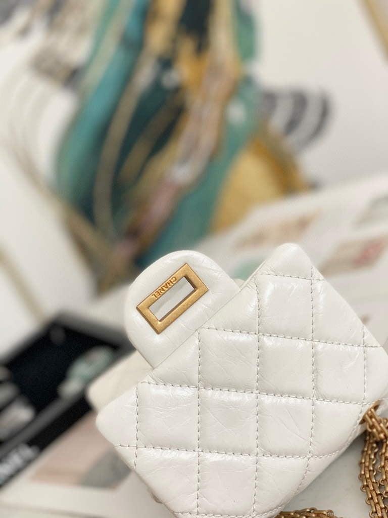 Chanel Flap Phone Shoulder bag Lampskin Red AS1326 White