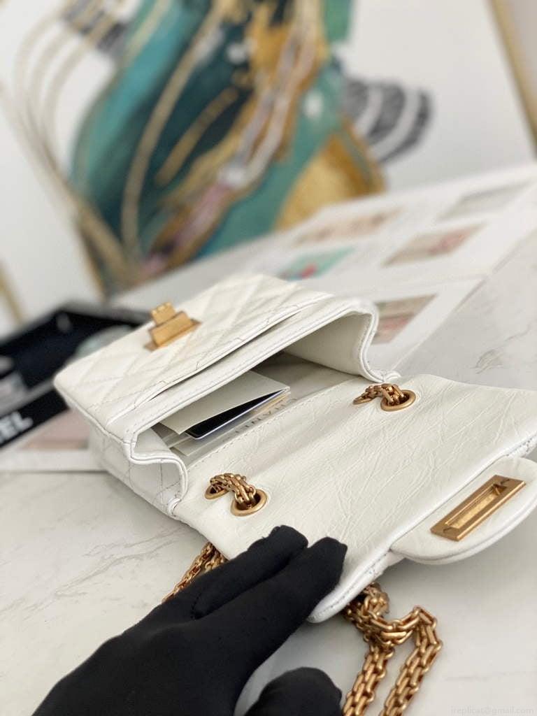 Chanel Flap Phone Shoulder bag Lampskin Red AS1326 White