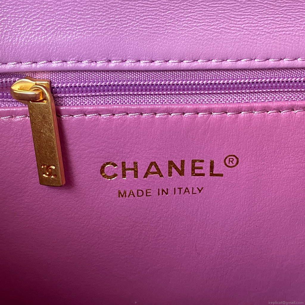 Chanel Flap Small Bag Lampskin Diamond AS1792 Purple