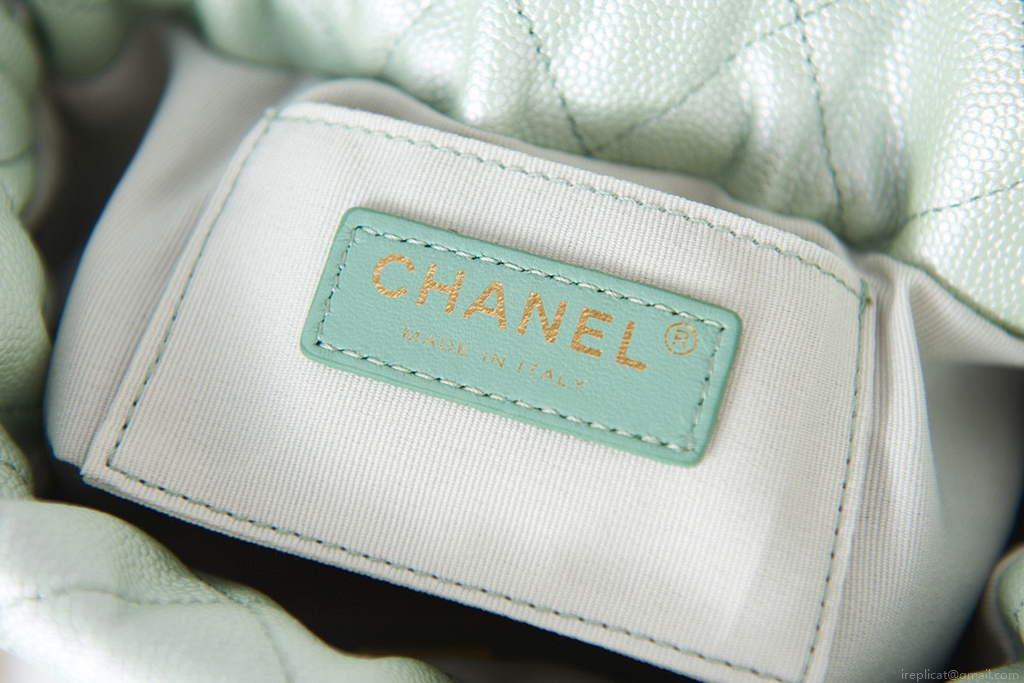 Chanel AS2859 Bucket Bag Shoulder Bag Shiny Grained Calfskin Light Green