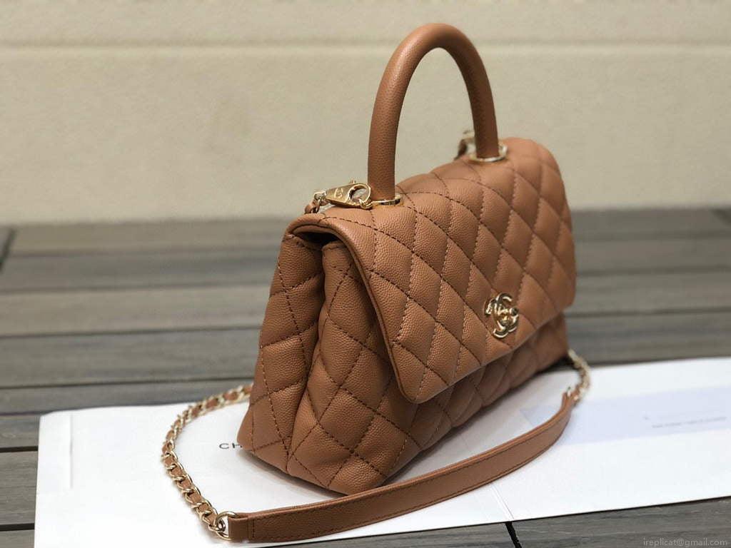 Chanel A92990 Medium Flap Bag With Top Handle Bag Brown