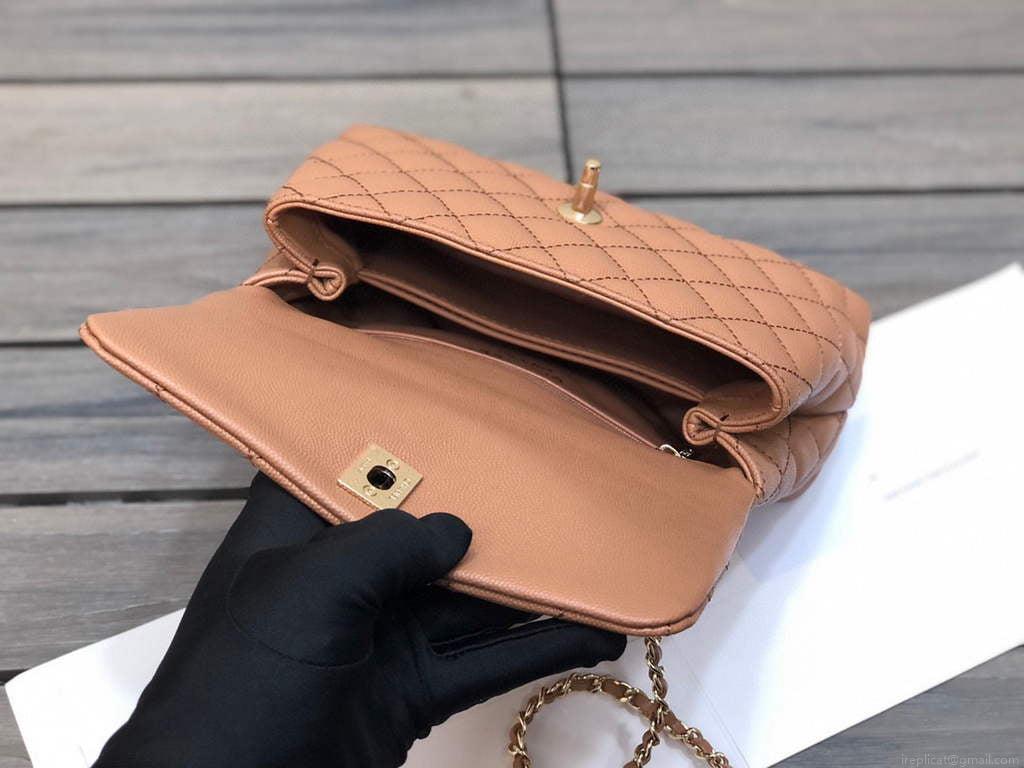 Chanel A92990 Medium Flap Bag With Top Handle Bag Brown