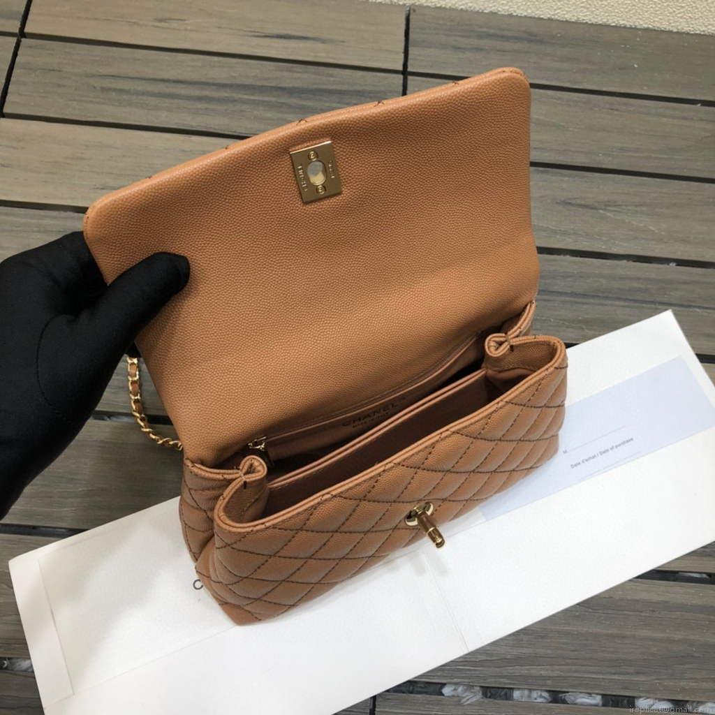Chanel A92990 Medium Flap Bag With Top Handle Bag Brown