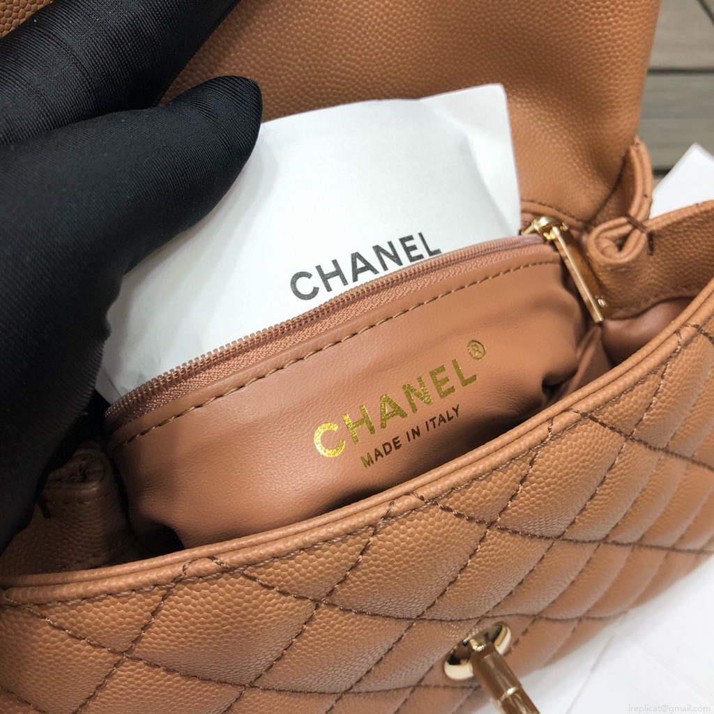 Chanel A92990 Medium Flap Bag With Top Handle Bag Brown
