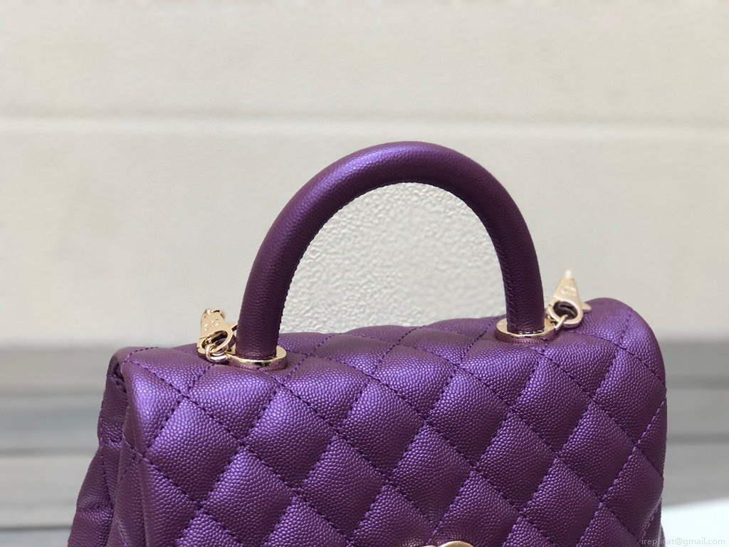Chanel A92990 Medium Flap Bag With Top Handle Bag Purple