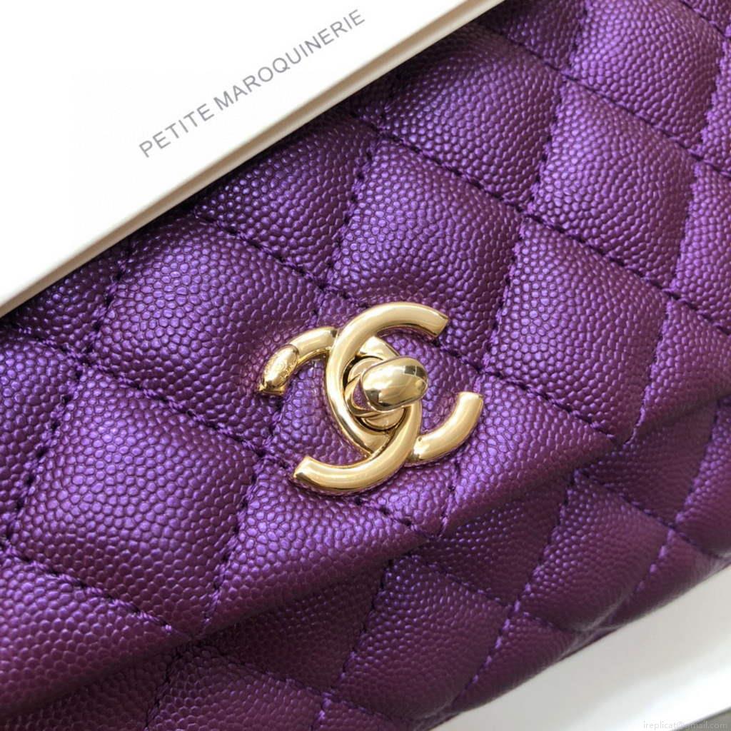 Chanel A92990 Medium Flap Bag With Top Handle Bag Purple