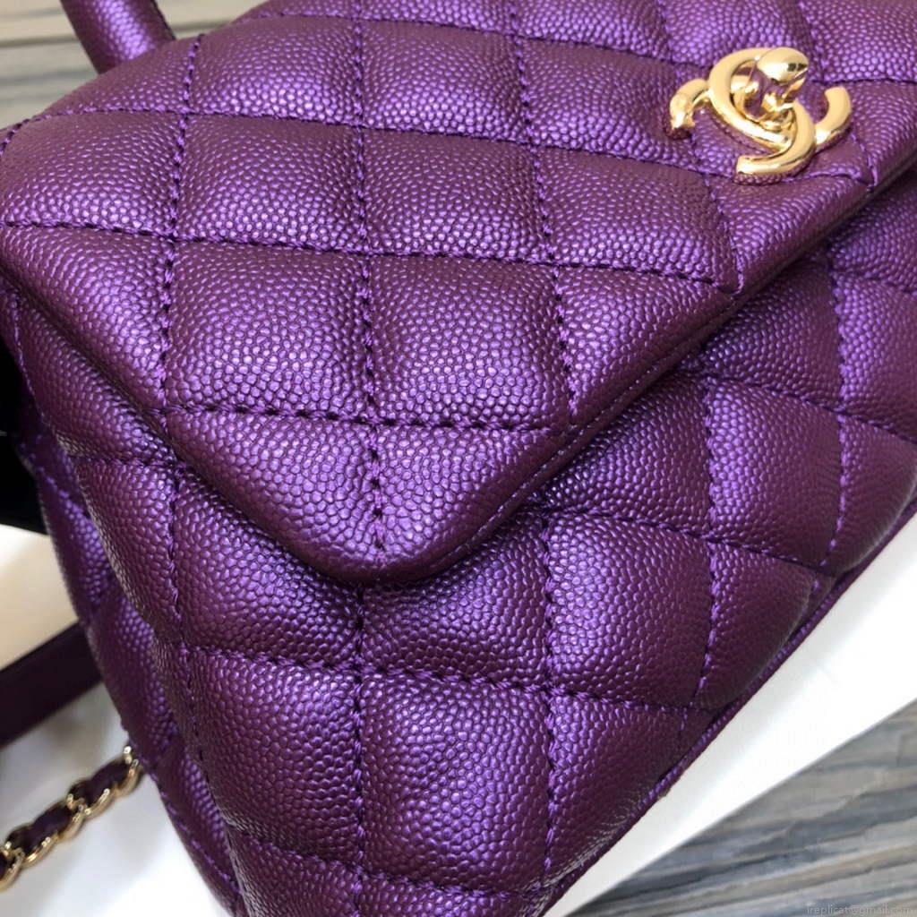 Chanel A92990 Medium Flap Bag With Top Handle Bag Purple