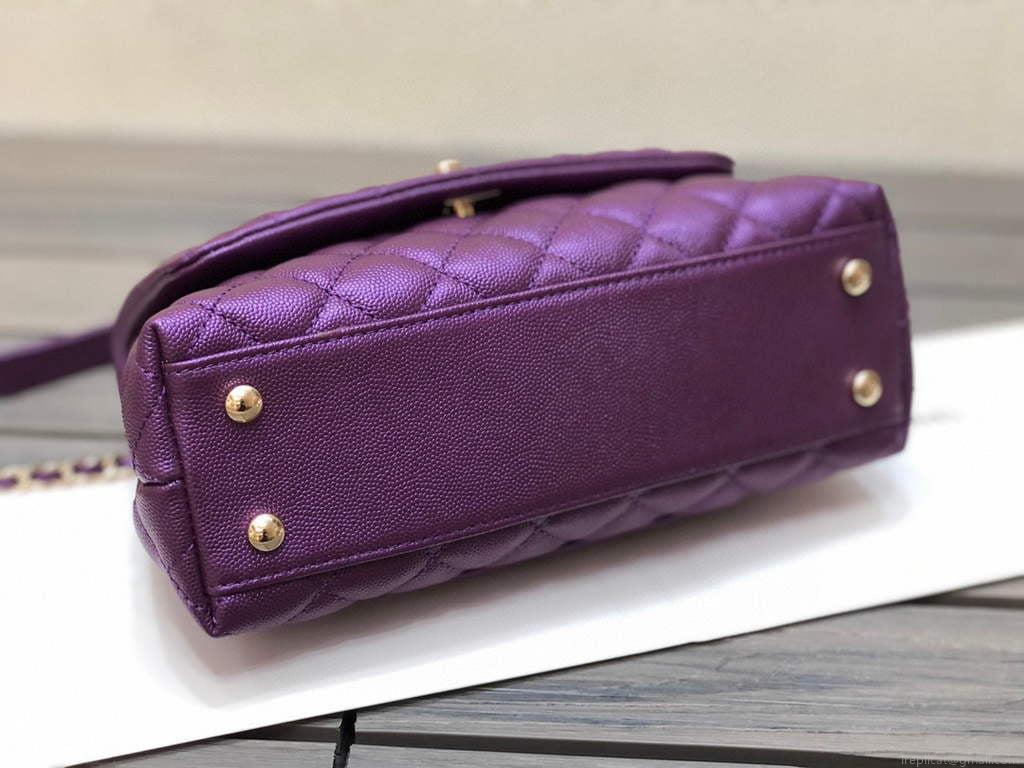 Chanel A92990 Medium Flap Bag With Top Handle Bag Purple