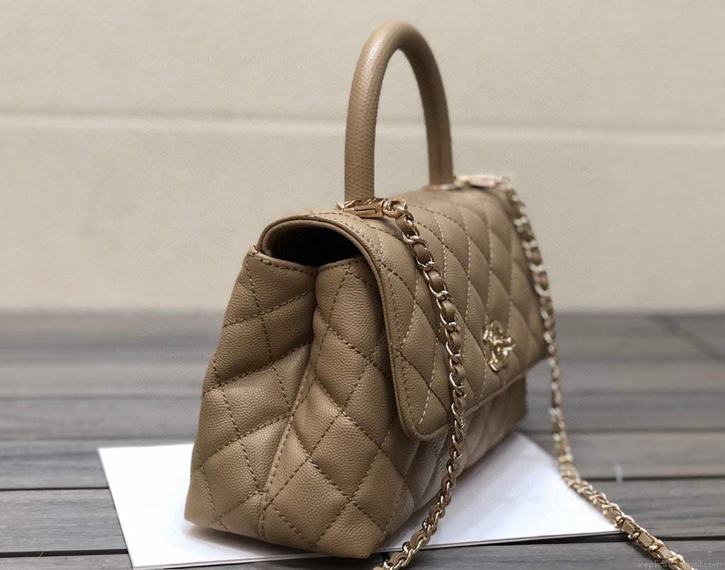 Chanel A92991 Large Flap Bag With Top Handle handBag Apricot