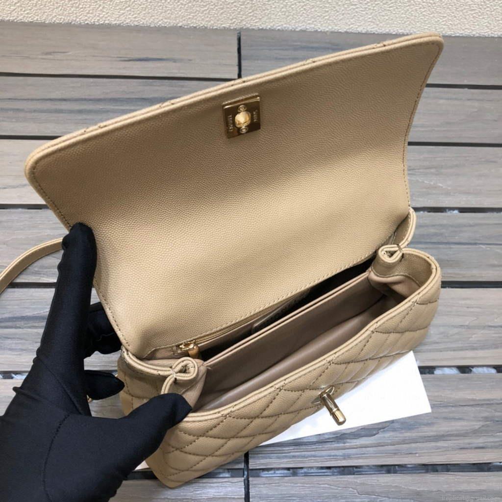 Chanel A92991 Large Flap Bag With Top Handle handBag Apricot