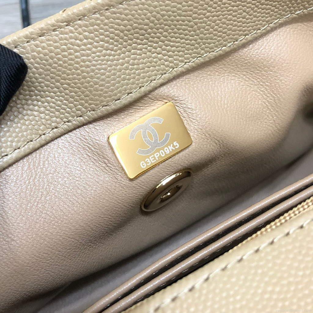 Chanel A92991 Large Flap Bag With Top Handle handBag Apricot