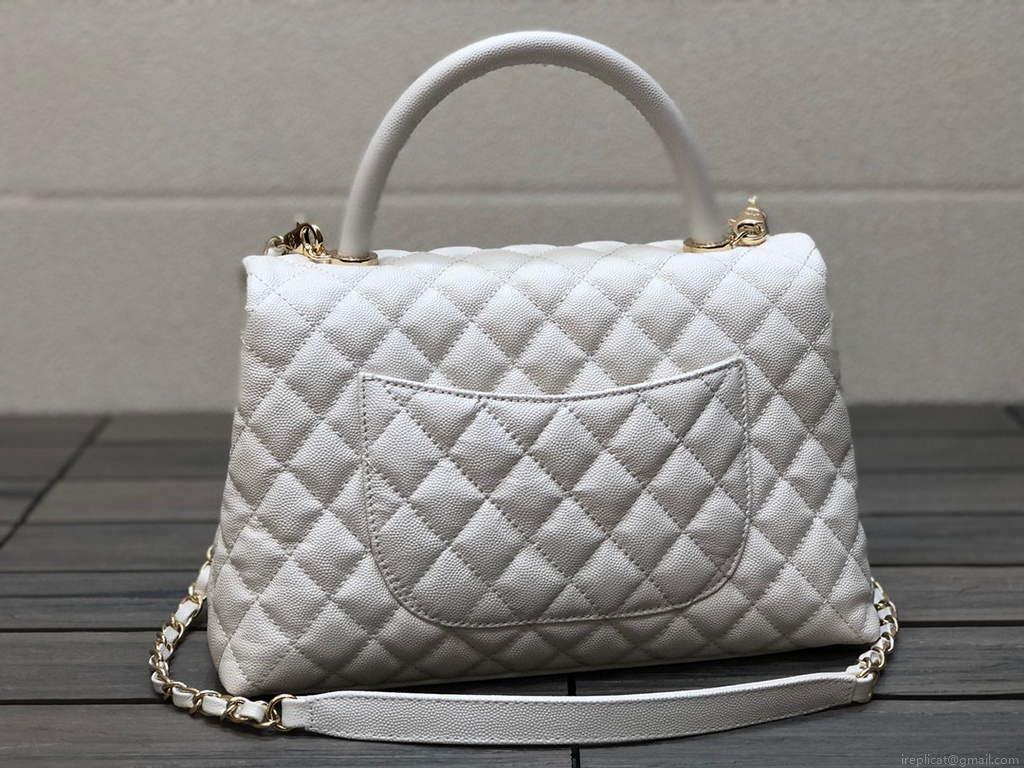 Chanel A92991 Large Flap Bag With Top Handle handBag White