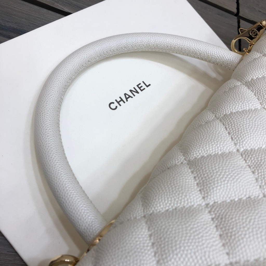 Chanel A92991 Large Flap Bag With Top Handle handBag White