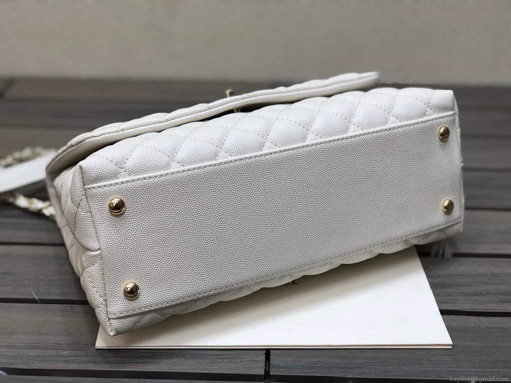Chanel A92991 Large Flap Bag With Top Handle handBag White