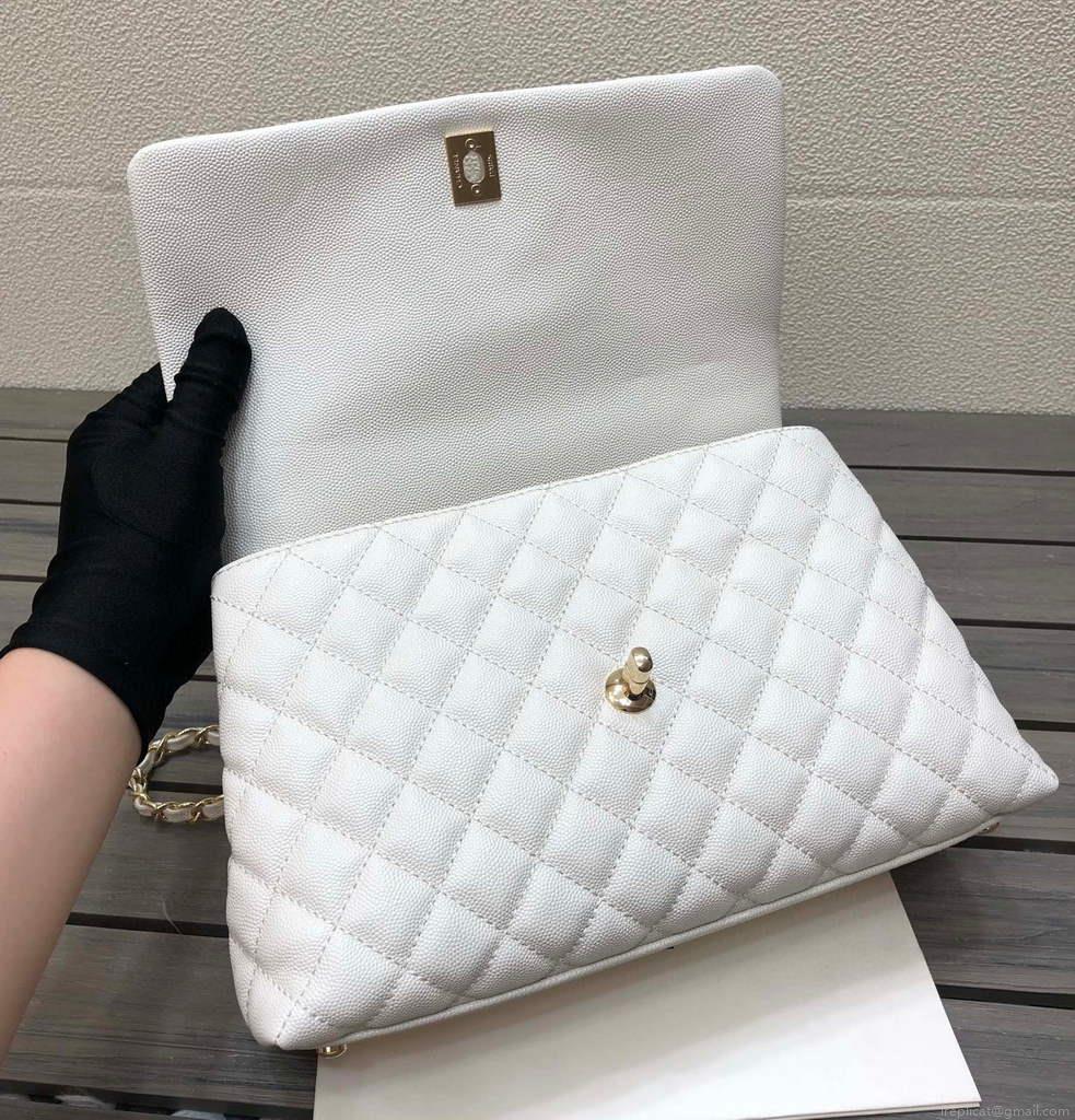 Chanel A92991 Large Flap Bag With Top Handle handBag White