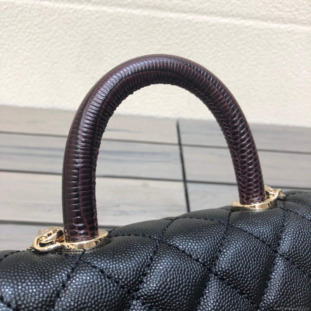 Chanel AS2215 mini flap bag with top handle Bag Black