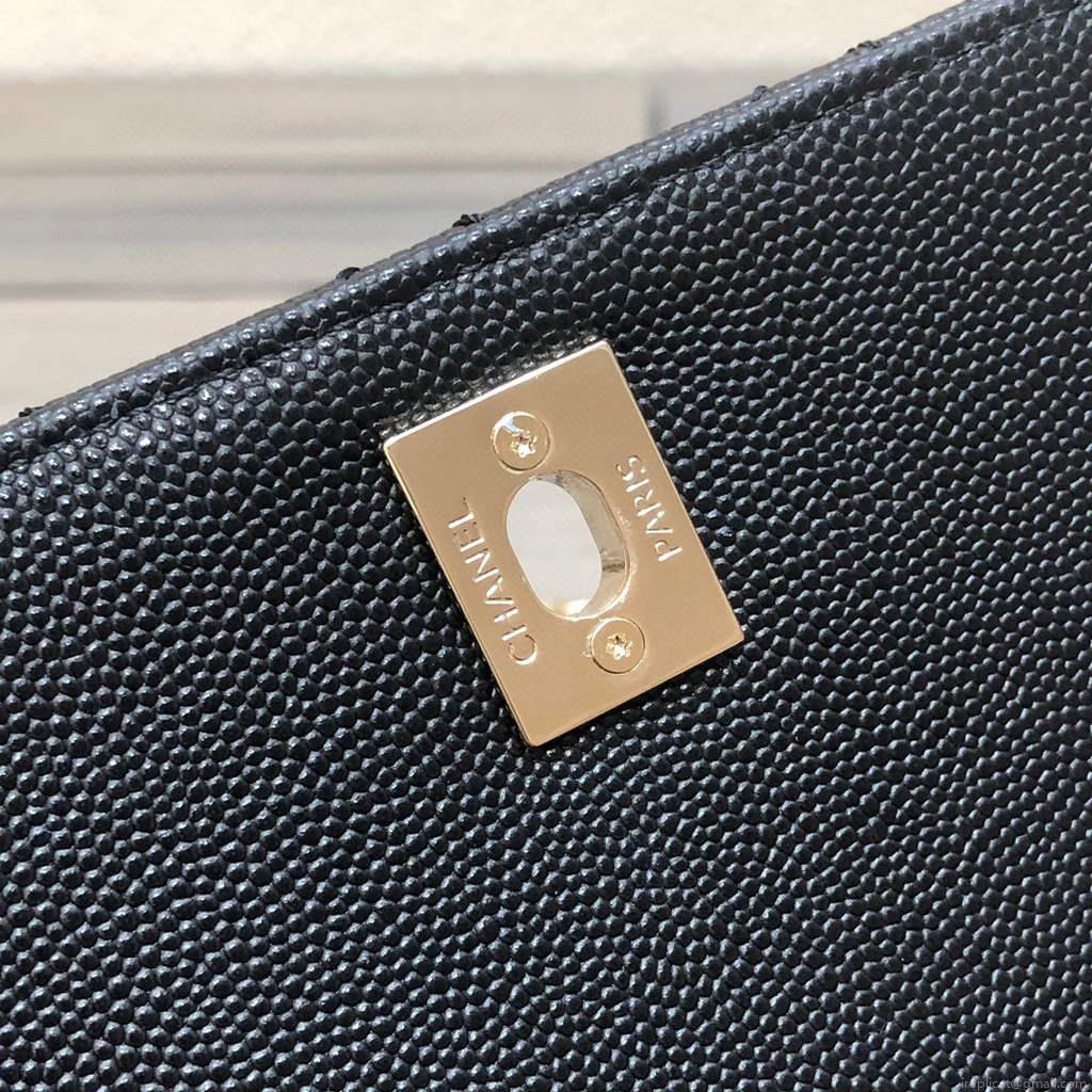 Chanel AS2215 mini flap bag with top handle Bag Black