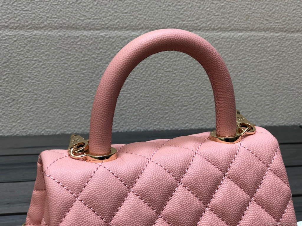 Chanel AS2215 mini flap bag with top handle Bag Pink