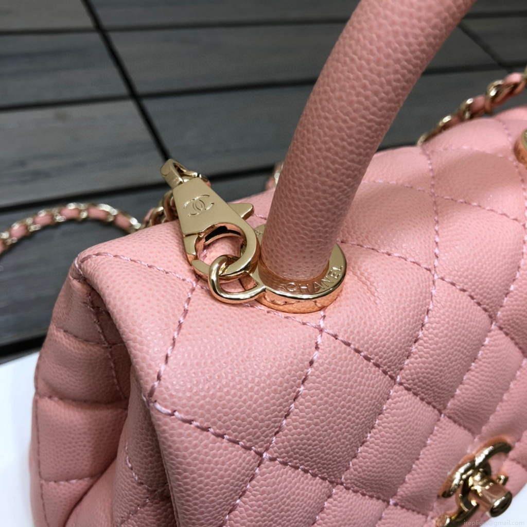 Chanel AS2215 mini flap bag with top handle Bag Pink