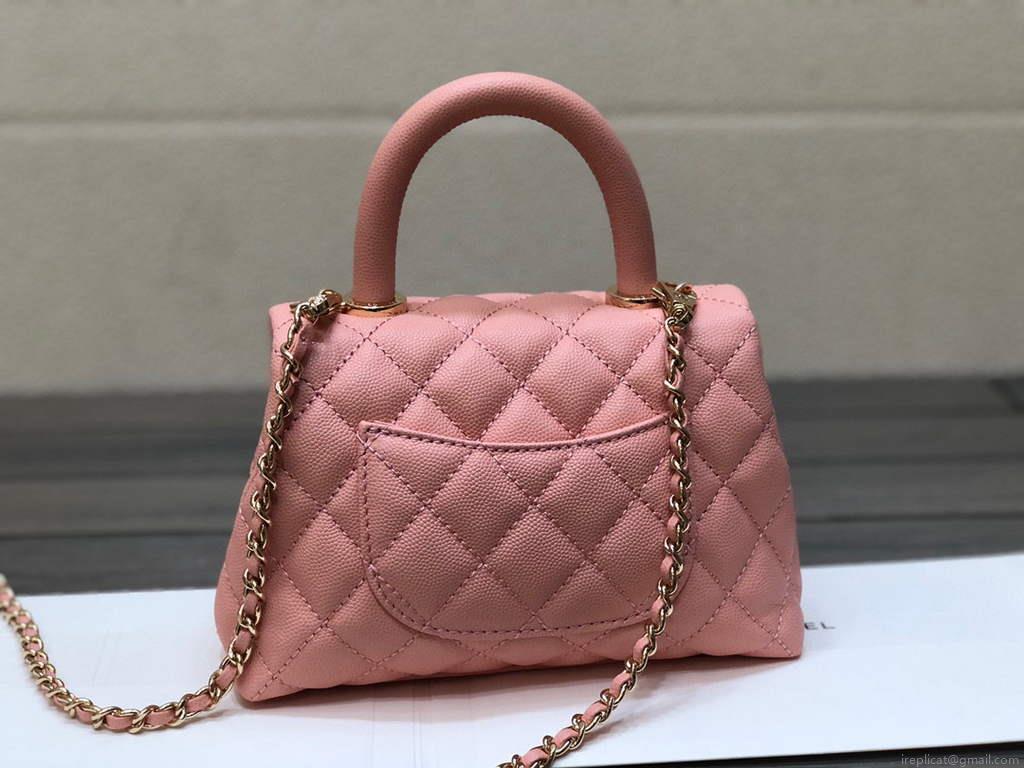 Chanel AS2215 mini flap bag with top handle Bag Pink