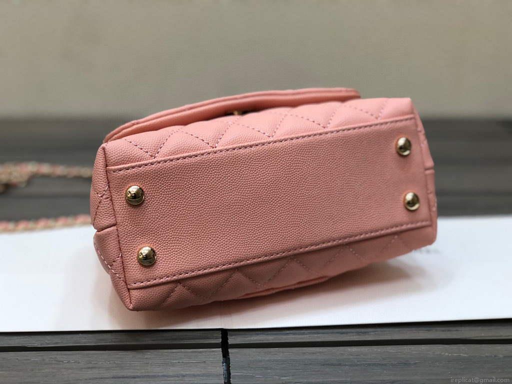 Chanel AS2215 mini flap bag with top handle Bag Pink