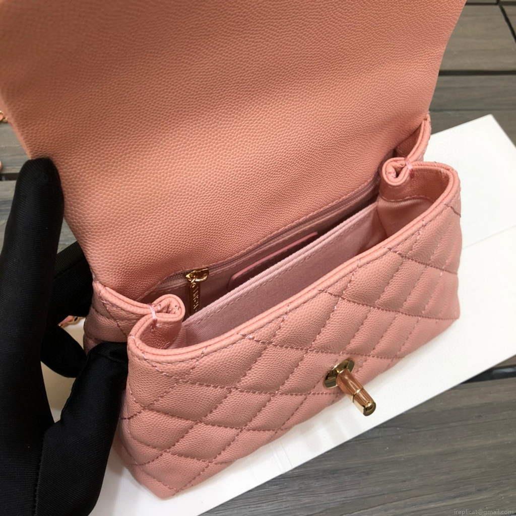 Chanel AS2215 mini flap bag with top handle Bag Pink