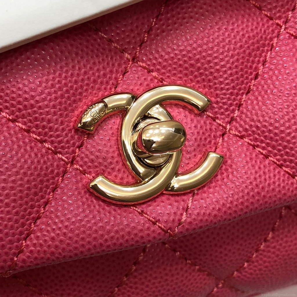 Chanel AS2215 mini flap bag with top handle Bag Rose Red