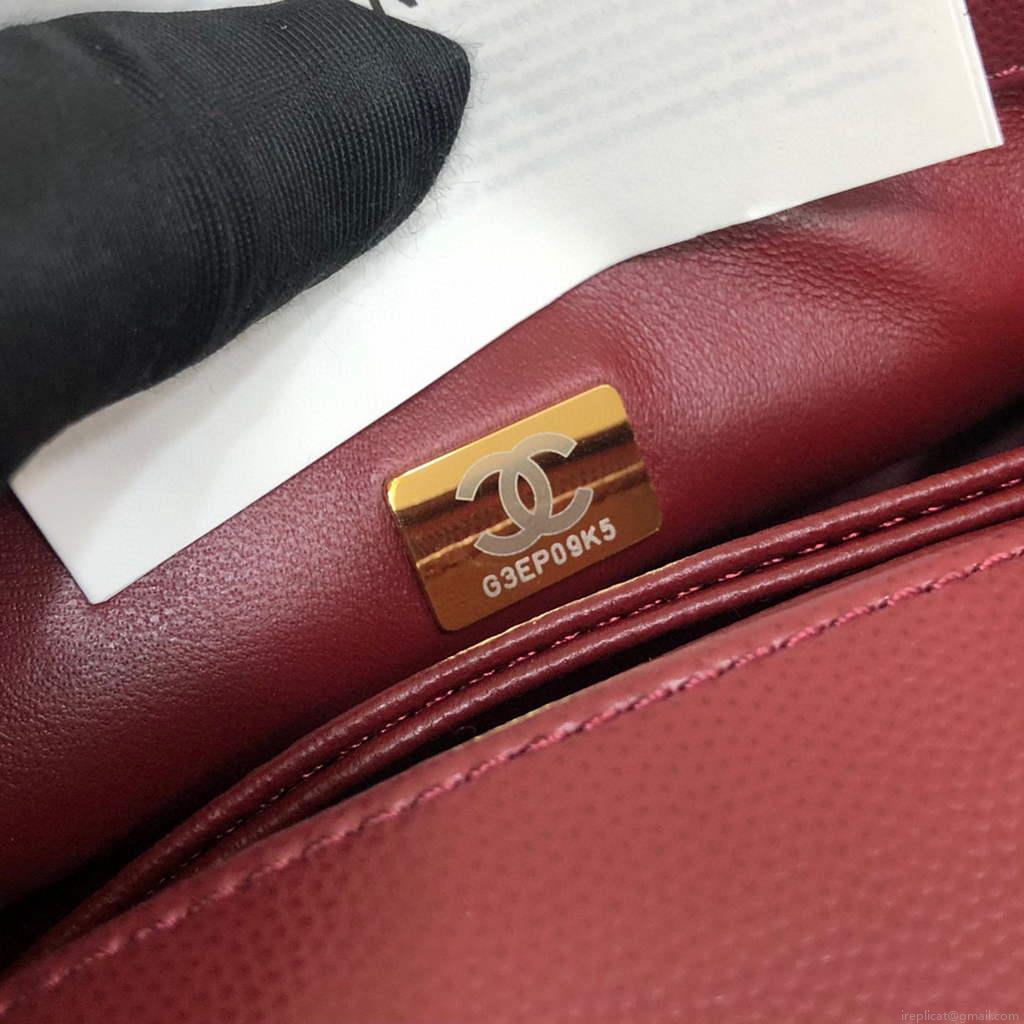 Chanel AS2215 mini flap bag with top handle Bag Wine Red