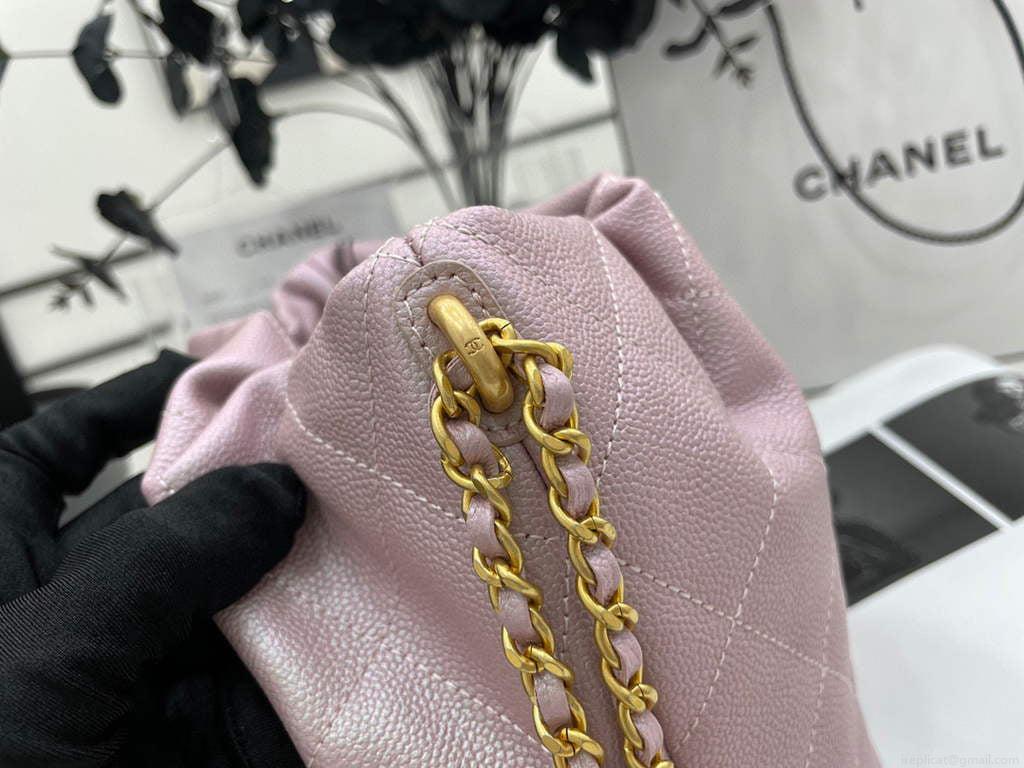 Chanel AS2859 Bucket Bag Shoulder Bag Shiny Grained Calfskin Light Pink