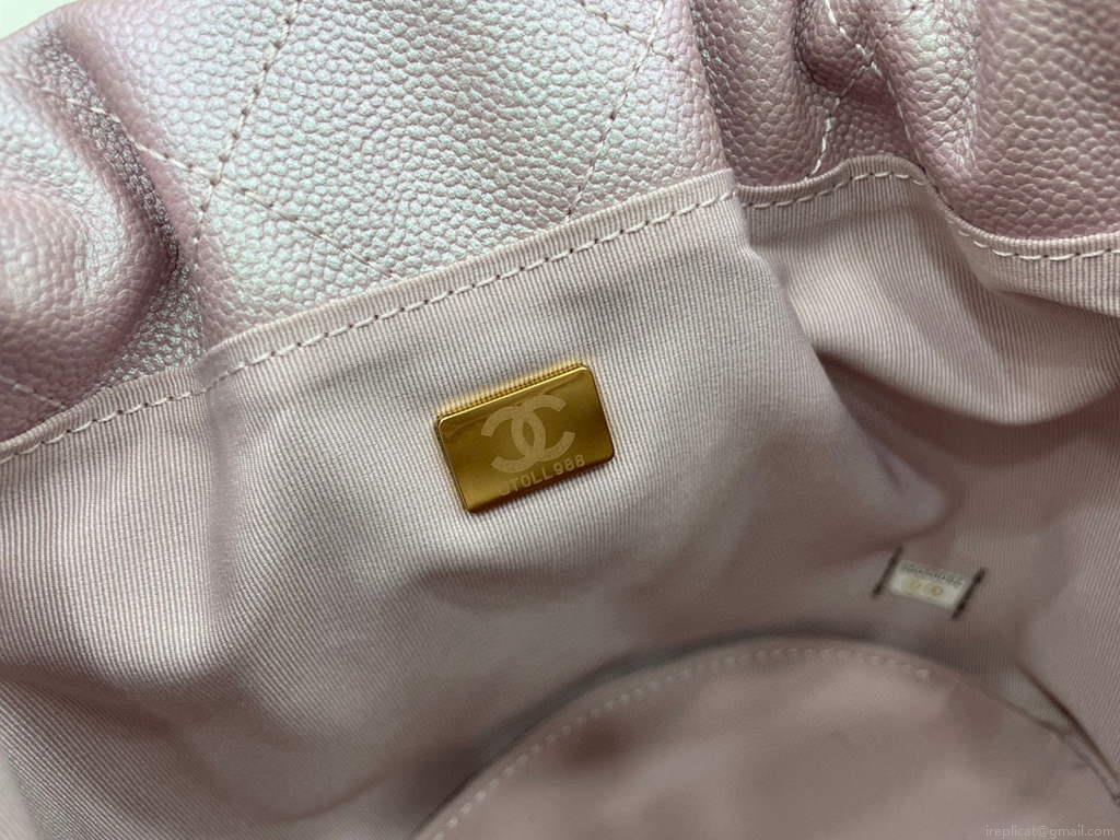 Chanel AS2859 Bucket Bag Shoulder Bag Shiny Grained Calfskin Light Pink