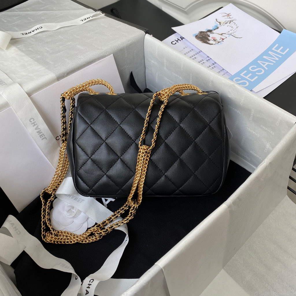 Chanel AS2975 Small Flap Bag Lambskin Black