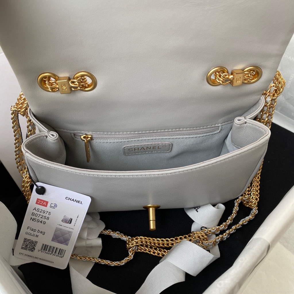 Chanel AS2975 Small Flap Bag Lambskin Gray