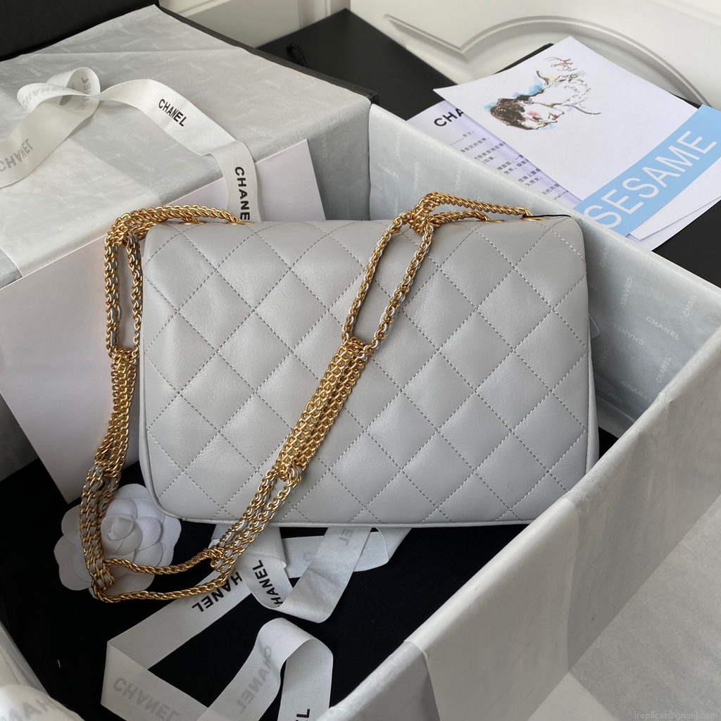 Chanel AS2976 Flap Bag Lambskin Gray