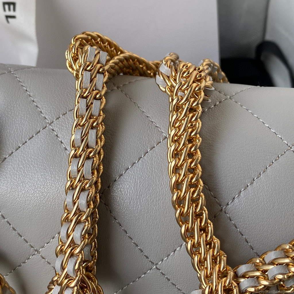 Chanel AS2976 Flap Bag Lambskin Gray
