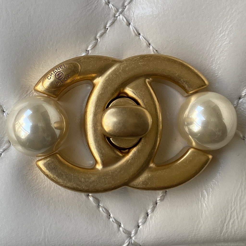 Chanel AS3000 Mini Flap Bag Calfskin White