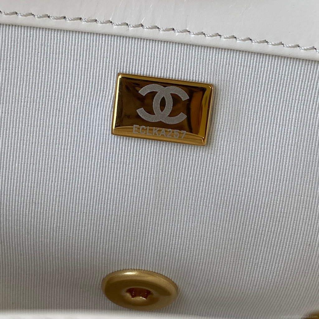 Chanel AS3000 Mini Flap Bag Calfskin White