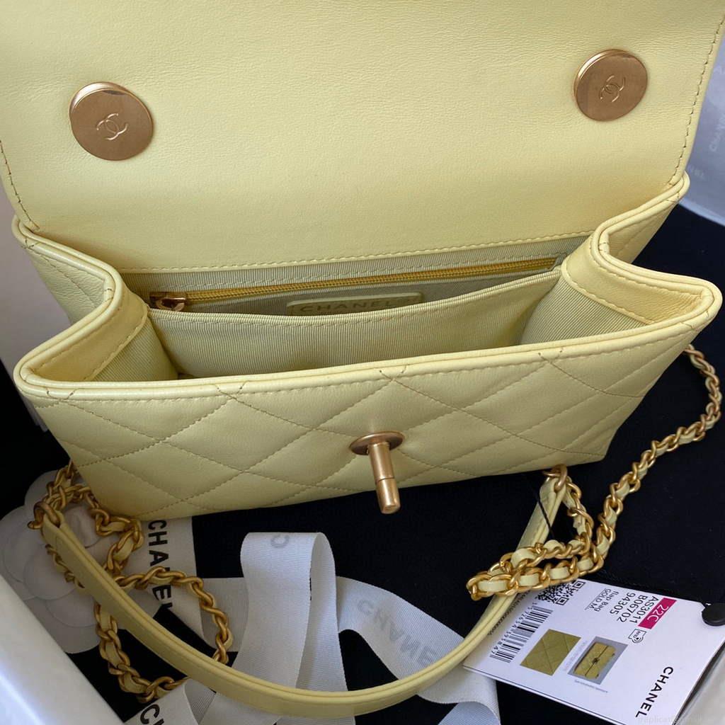 Chanel AS3011 Small Flap Bag Lambskin Yellow