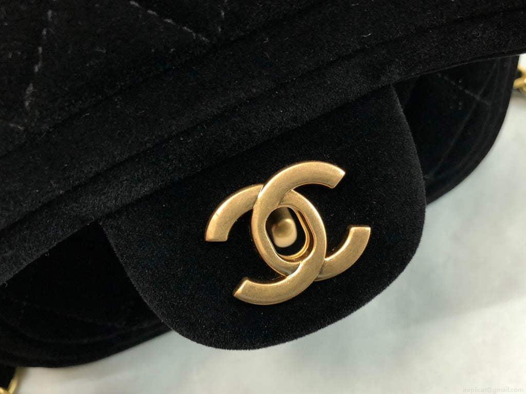 Chanel AS1115 Flap Bag Classic Velvet Black