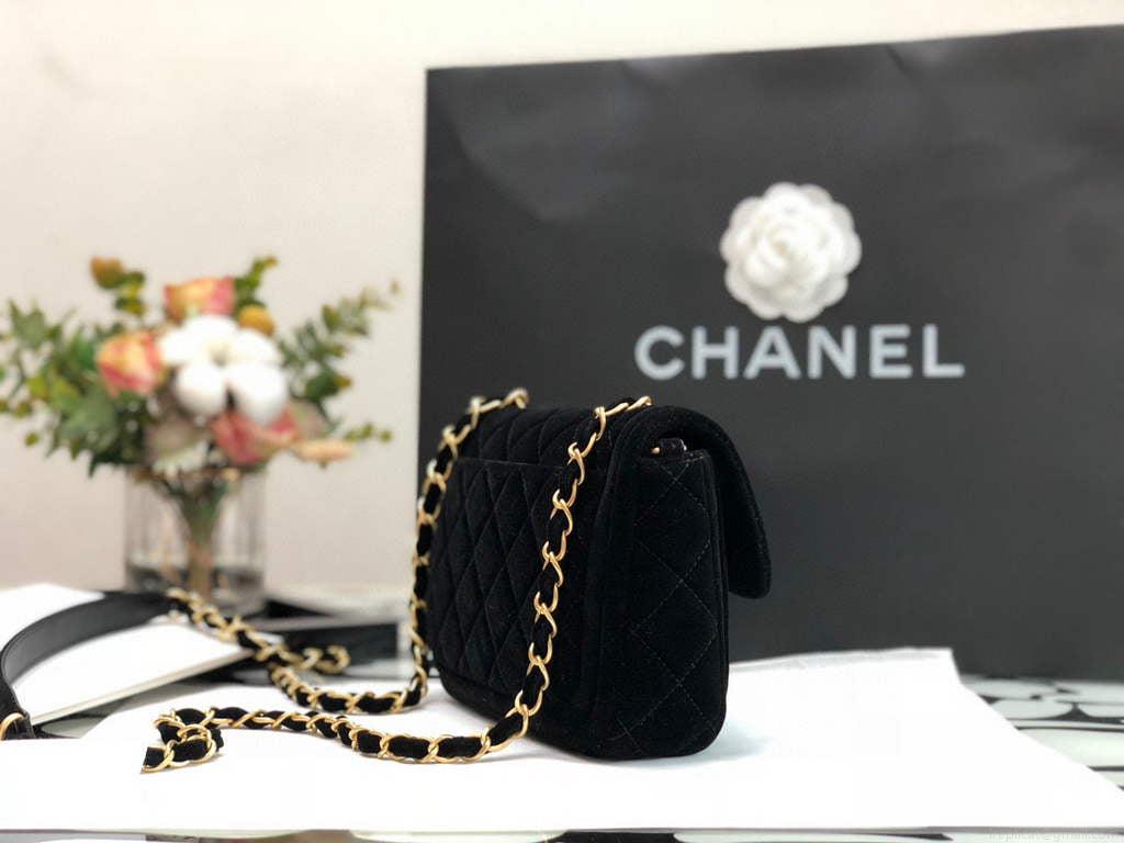 Chanel AS1115 Flap Bag Classic Velvet Black