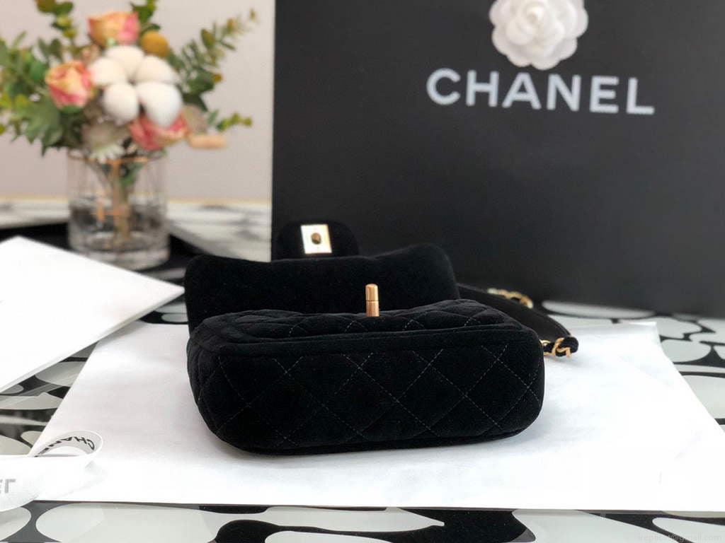 Chanel AS1115 Flap Bag Classic Velvet Black