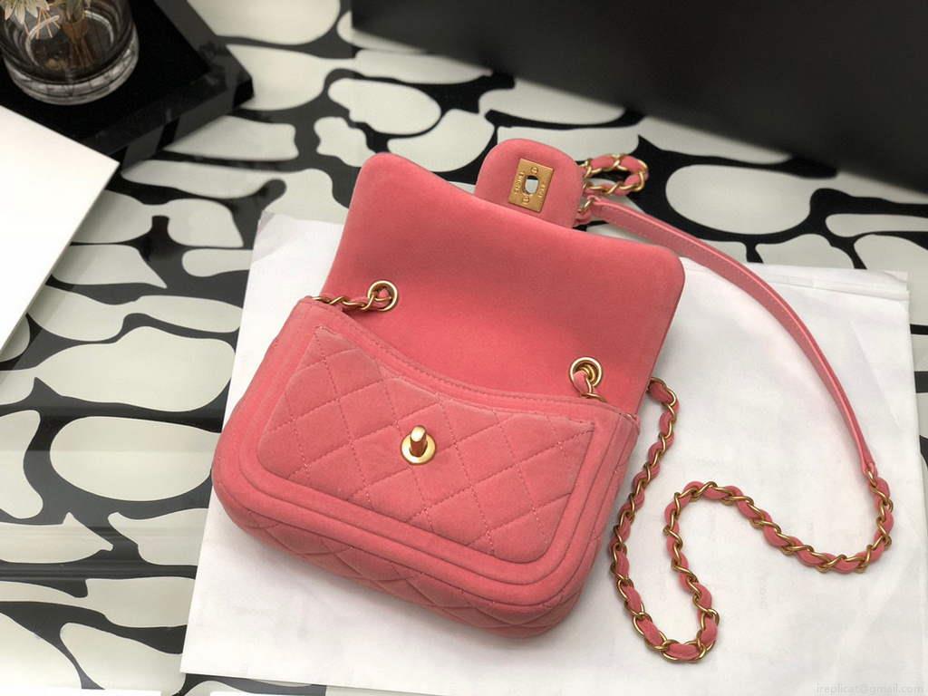 Chanel AS1115 Flap Bag Classic Velvet Pink