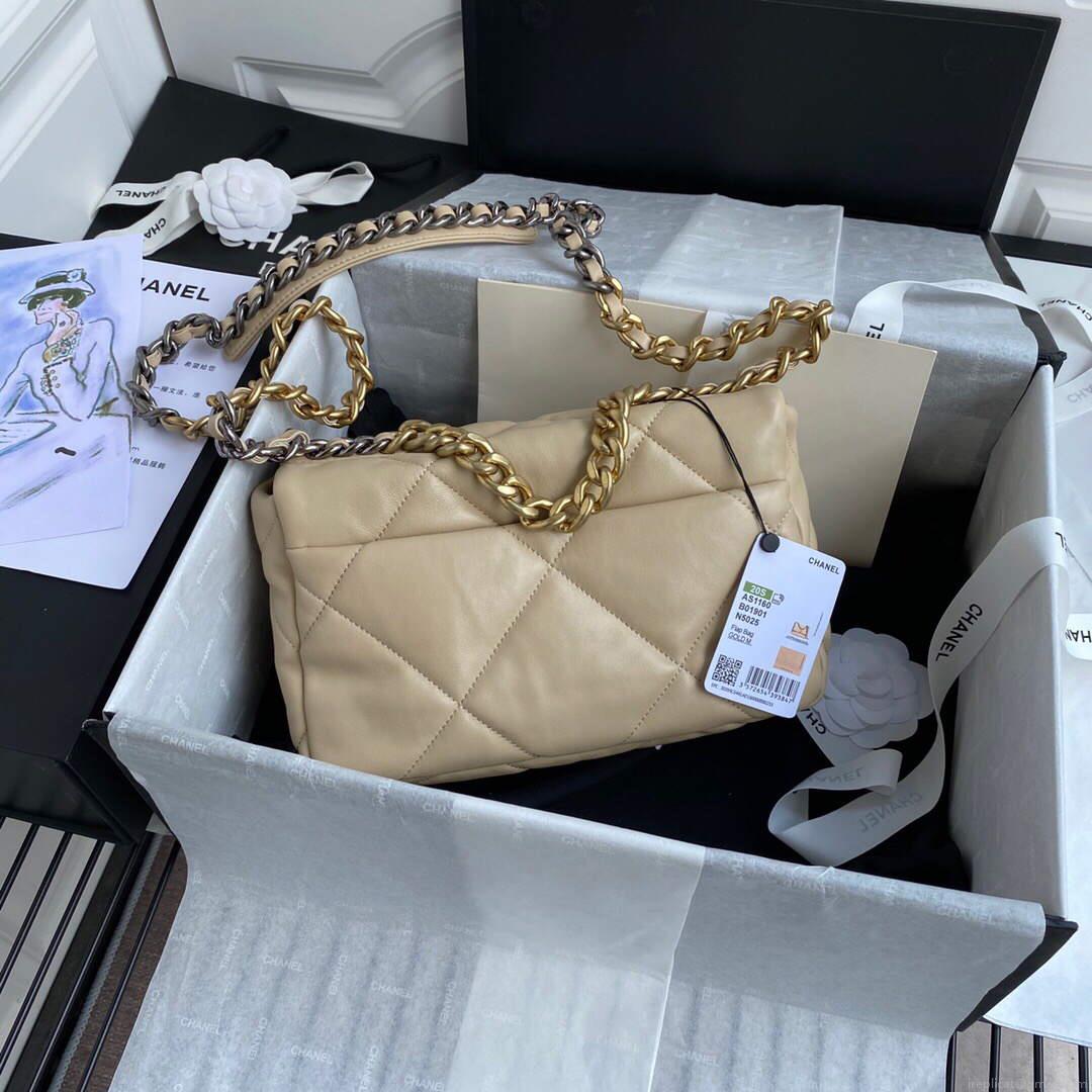 Chanel As1160 Chanel 19 Handbag Flap Lambskin B04852 94305 Apricot