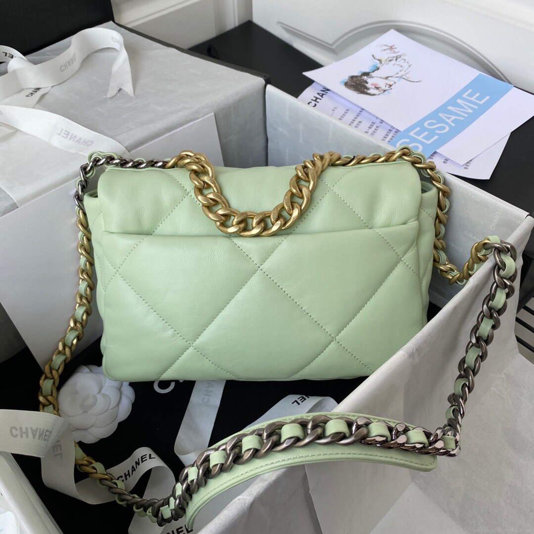 Chanel As1160 Chanel 19 Handbag Flap Lambskin B04852 94305 Green Gold