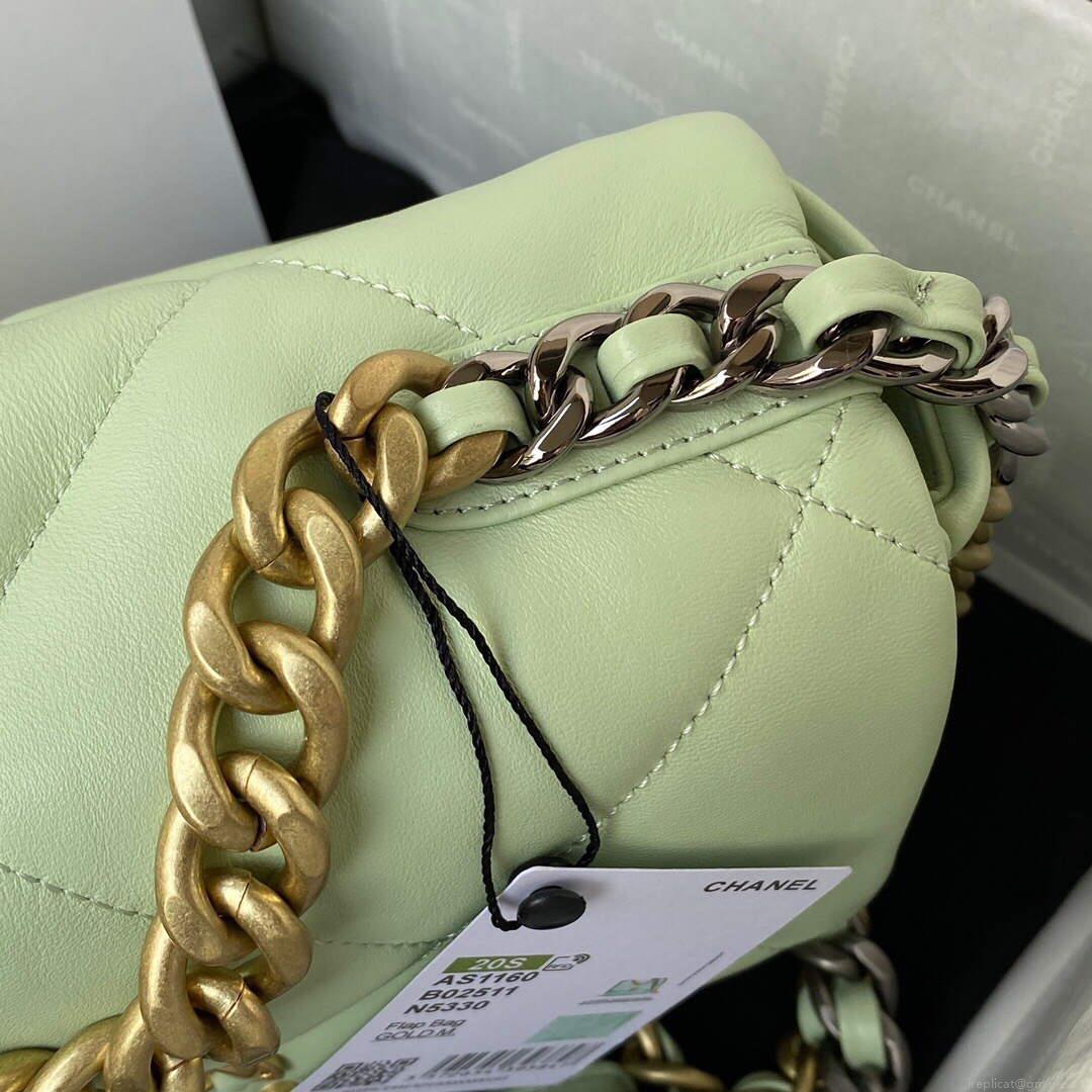 Chanel As1160 Chanel 19 Handbag Flap Lambskin B04852 94305 Green Gold