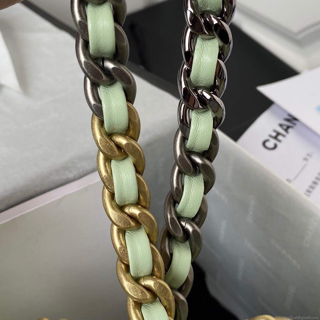Chanel As1160 Chanel 19 Handbag Flap Lambskin B04852 94305 Green Gold