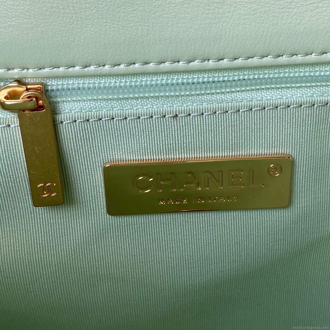 Chanel As1160 Chanel 19 Handbag Flap Lambskin B04852 94305 Green Gold
